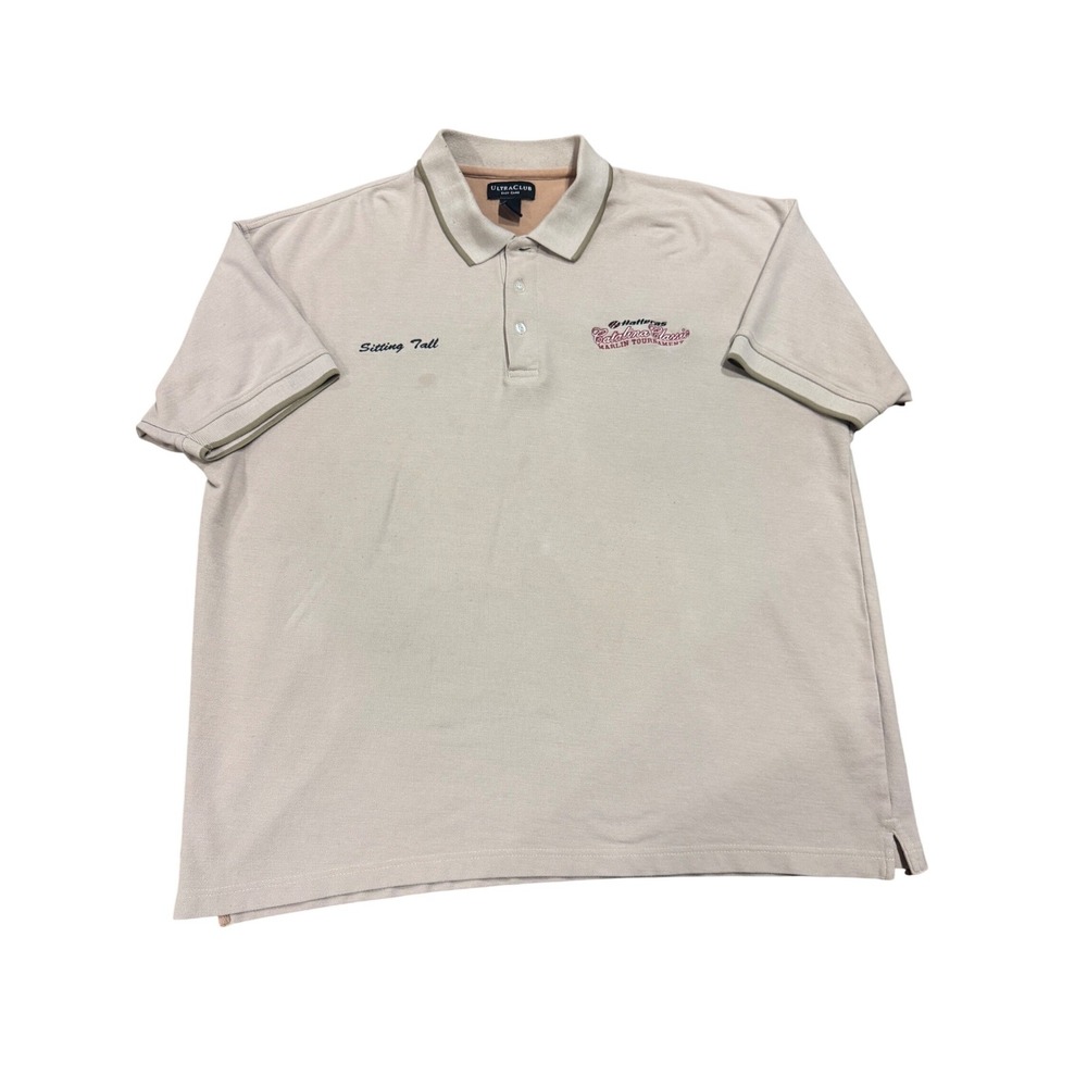 UltraClub Mens 2XL Beige‎ Hatteras Catalina Classic Marlin Tournament Polo Shirt